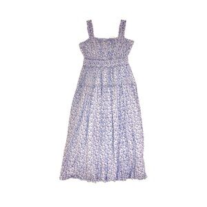 NWT Gap × DÔEN Floral Midi Tiered Cotton Dress in Blue White Floral - Size Large